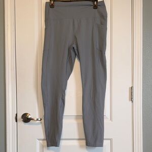 90 Degree By Reflex Tights in Light Gray with Gold Logo